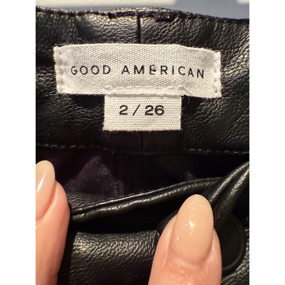 Good American Good Boy Bootcut Faux Leather Pants Black Women 2 26 holiday NYE - Picture 6 of 7